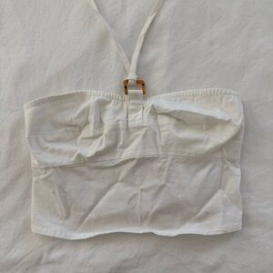 Glassons White Strapless Crop Top with Buckle